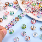 PIPITREE 100PCS Acrylic Beads 9 * 14mm Focal Beads for Pens Acrylic Flat Bulk Bead Ink Spot Pattern Mixed Color 6mm Large Hole Bead for Keychains Beadable Pens DIY Crafts Jewelry Making & Gift Giving - color: Ink Spot Pattern