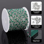 UMAOKANG 33 Feet Green Enamel Beaded Chain for Jewelry Making Stainless Steel Thin Chains Necklace Bracelet DIY Bulk Chain - color: Green-Silver
