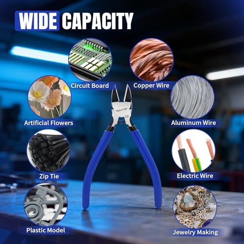 5 Inch Wire Cutters, Flush Side Cutter Pliers for Jewelry Making, Micro Flush Cutters for Artificial Flowers, Wire Snips, Model Nippers for Crafting, 3d Printing, 2 Pack - color: 2 Pack
