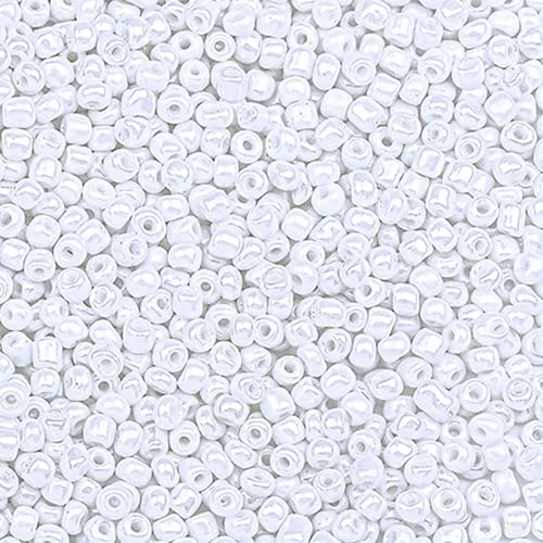 5000pcs Glass Seed Beads, 3mm 8/0 Small Individual Color Seed Beads Mini Pony Bulk for DIY Bracelet Necklaces Wrist Jewelry Making, Cream White - color: Cream White