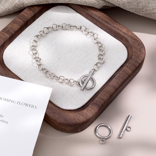 5 Sets Toggle Clasps for Jewelry Making, Stainless Steel OT Toggle Jewelry Clasps, T-Bar Round Ring Closure Connectors for DIY Bracelet Necklace Anklet- Silver - color: Silver-A Style