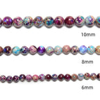 95pcs(2 Strand) 8mm Galaxy Purple Sea Sediment Imperial Jasper Beads with Energy Power, Round Stone Beads for Jewlery Bracelets Earrings Making DIY - color: Blue Purple Imperial Jasper, size: 8mm