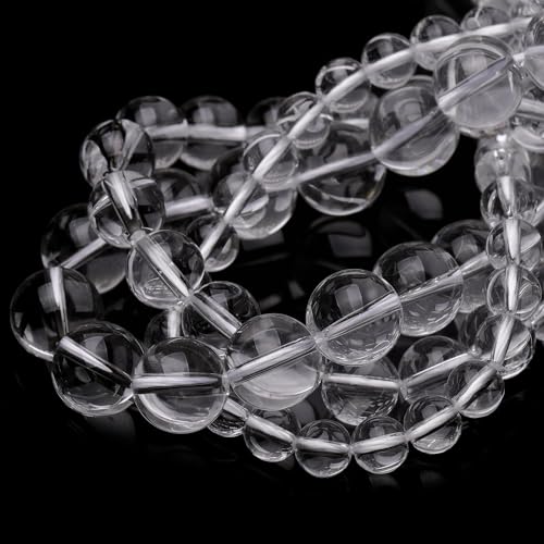 Natural Crystal Beads for Jewelry Making,6mm Clear Quartz Polished Smooth Round Gemstone Beads for Bracelet Necklace 15 Inch - color: Clear Quartz, size: 6mm