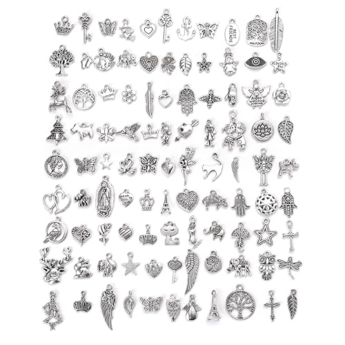 200 Pcs Bracelet Charms for Jewelry Making Wholesale Bulk Mixed Alloy Charms for Bracelets Assorted Lots Metal Pendants for Bracelet Necklace Jewelry Making and Crafting Party Favors Silver - size: 200pcs