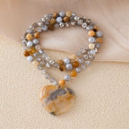 Long Necklaces for Women Boho, Oval Waterdrop Turquoise Pendant, Natural Stone Beaded, Handmade,Vintage & Elegance, Boho Fashion Charm Beaded Necklace for Women - style: G-Tan Agate Pendant