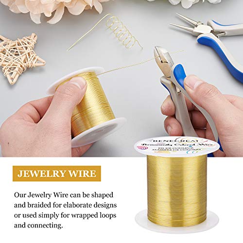 BENECREAT 22 Gauge 164FT Tarnish Resistant Gold Wire Jewelry Beading Wire for Beading Wrapping and Other Jewelry Craft Making - color: Gold, size: 22 Gauge