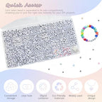 Looconi 1600pcs 31 Styles Acrylic Beads Letter Smiley Star Number and Heart Beads 7x4mm Black Alphabet on White for Jewelry Making - color: White