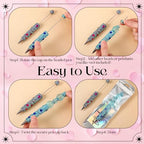 Tondiamo 45 Pcs Full Rhinestone Beadable Pens Bulk Set 15 Glitter Diamond Pens with Cards & Bags Fancy Beaded Pen for Beads DIY Cute Journalling Bling Ballpoint Craft Making(Heart Full Diamonds) - style: Heart Full Diamonds