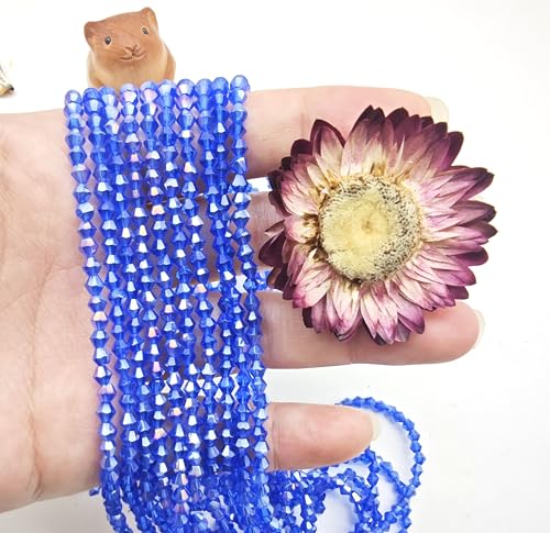 3mm4mm 1100pcs 800pcs Bicone Beads Crystal Glass Faceted Beads for Necklace Bracelet Earrings DIY Jewelry Crafts Making Project (3mm BlueAB) - color: 3mm BlueAB