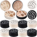12-Pack White Black Volleyball Travel Jewelry Case Round Volleyball Stuff Portable Jewelry Organizer Storage Case for Team Athletes & Sports Enthusiasts Christmas Events & Milestones - style: B&W Mixed Volleyball