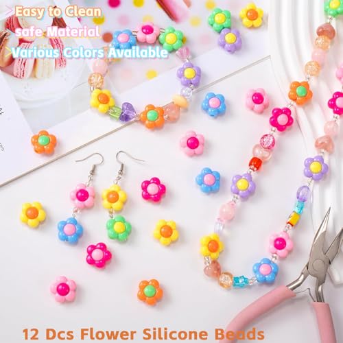 Acrylic Flower Beads for Jewelry Making, Multicolor, 16mm, Large Size, 100 Pieces, Craft Supplies