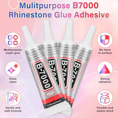 Audab Multicolor 4mm AB Rhinestone Kit with 16000pcs, 4pcs B7000 Jewelry Glue, Tools for Bedazzling Crafting, Graduation Cap, Jewelry, Shoes & Nails - size: 4mm