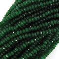 3x4mm faceted emerald green jade rondelle beads 7.5" strand