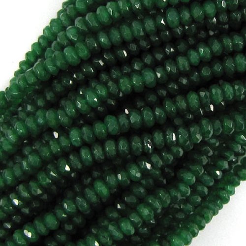 3x4mm faceted emerald green jade rondelle beads 7.5" strand