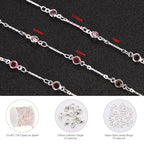 KYUNHOO 16.4 Feet Pink Rhinestone Bead Jewelry Chain Roll Stick Links Silver Chains for Jewelry Making with Connectors DIY Handcrafts - color: Pink Crystal Bead
