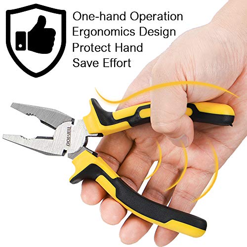 DOWELL Lineman's Pliers Combination Pliers with Cutter 6 Inch Heavy Duty Nickel Chromium Steel Construction And Professional Handle - size: 6" Lineman's Pliers
