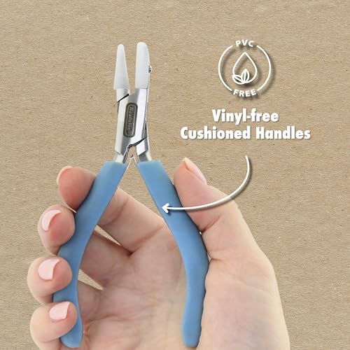 Beadalon Designer Series Nylon Jaw Pliers, Flat Nose, Pacific Blue Vinyl-Free Grips, Stainless Steel, 5.25 in - color: Pacific Blue, style: Flat Nose