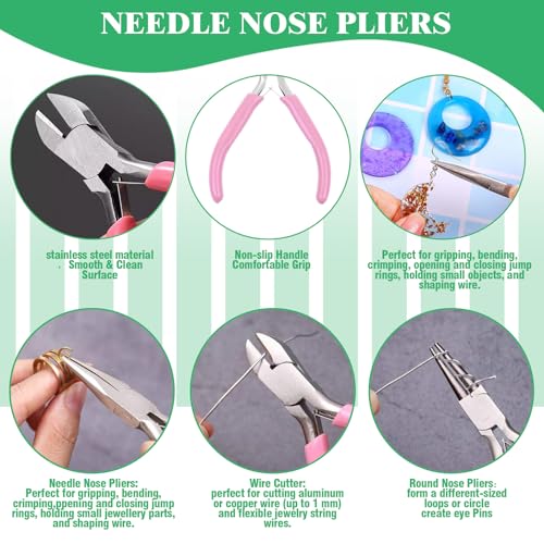 Yauhar 1166Pcs Jewelry Making Supplies Kit Contains Silver & Gold Earring Findings, Lobster Claw Clasps, Necklace Extender Chain, Beading Wire and Jewelry Pliers for DIY and Repair
