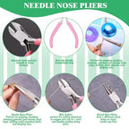 Yauhar 1166Pcs Jewelry Making Supplies Kit Contains Silver & Gold Earring Findings, Lobster Claw Clasps, Necklace Extender Chain, Beading Wire and Jewelry Pliers for DIY and Repair