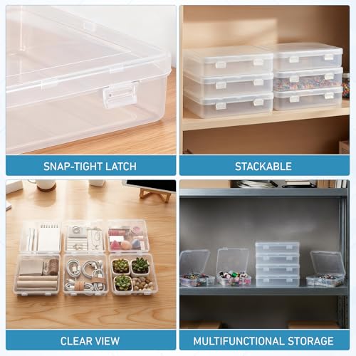 Jetec 6 Pieces Mini Plastic Clear Beads Storage Containers Box for Collecting Small Items, Beads, Jewelry, Business Cards, Game Pieces, Crafts (5.9 x 5.9 x 1.5 Inch) - size: 5.9 x 5.9 x 1.5 Inch