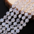 8×5mm White Agate Natural Stone Beads for Jewelry Making About 35-40pcs 1 Strand 15" Drilled Flat Faceted Cabochon Gemstone Beads for Bracelets Necklace DIY Crafts - color: White Agate
