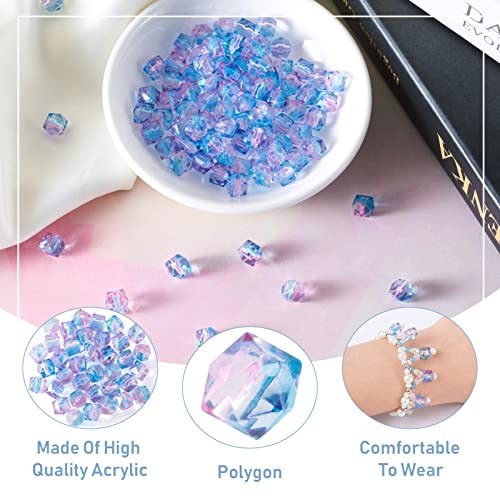 Craftdady 100pcs Polygon Acrylic Beads Pink Transparent Crystal Spacer Charms with 1mm Hole for DIY Jewelry Making - color: Pink Spray Painted,Polygon