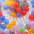 16mm Acrylic Beads Color Crackle Bead Round Loose Space Beads for Necklace Bracelet Earrings DIY Jewelry Crafts Making(Crack-2) - color: crack-2
