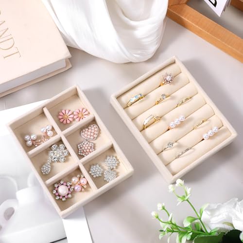 2pcs Ring Holder Display 6 Grid Jewelry Drawer Organizers Trays Small Ring Organizer for Jewelry Rings TrayRings Holder Display Tray Necklace Insert Holders Case for Girl Store Selling or Home Show
