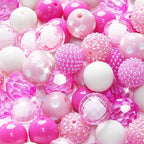48 Pcs 20mm Beads for Pens Rhinestone Bubblegum Beads Mixed Crystal Acrylic Round Chunky Bead Sparkly Craft Large Balls Bead for Pen Beadable Keychain Bracelet Necklace DIY Jewelry Making Supplies - color: Pink series