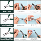 Pliers for Jewelry Making, Jewelry Pliers Set Includes Needle Nose Pliers, Round Nose Plier and Wire Cutters, Jewelry Making Tools for Jewelry Repair, Wire Wrapping, Beading and Crafts - color: Dark Green
