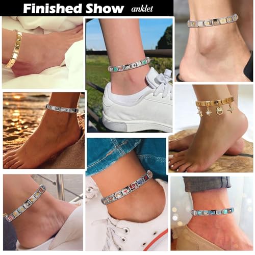 Italian Charms Bracelet Sets with 1Pcs Starter Brascelet 9Pcs Charms 9mm Italian Modular Charm Bracelet DIY Module Jewelry Gifts - color: A-Starter Bracelet Set Gold Pink
