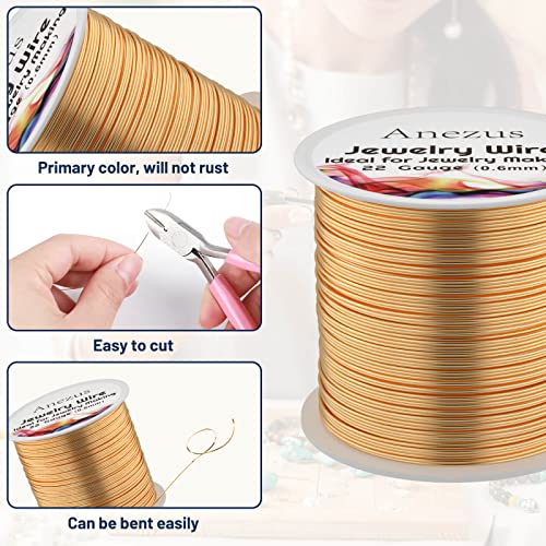 22 Gauge Jewelry Wire, Anezus Craft Wire Tarnish Resistant Copper Beading Wire for Jewelry Making Supplies and Crafting (KC Gold, 49 Yards/45 Meters) - color: KC Gold