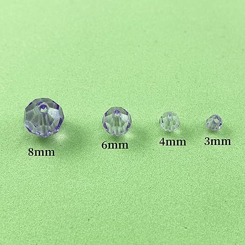 200pcs 6mm Round Crystal Glass Beads Round Faceted Spacer Beads for Jewelry Making Bracelet Earring Necklace Wind Chimes Suncatchers DIY Craft Making Supplies(Purple Series) - color: Purple Series, size: 6mm
