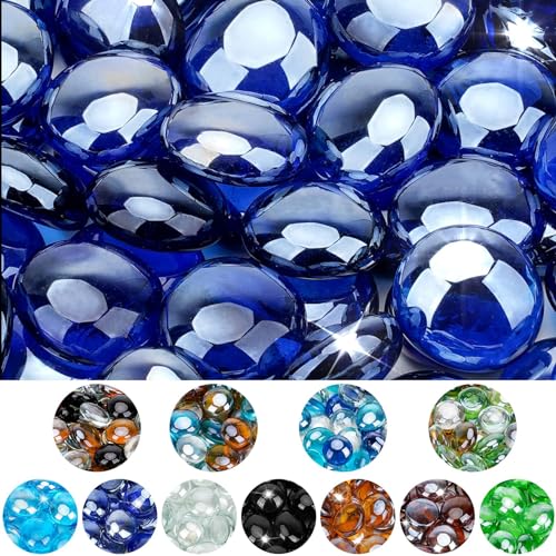 Mr. Fireglass 10 Pound Fire Glass Beads, 1/2" Reflective Round Fire Glass Drops for Propane & Natural Gas Fire Pits, Smokeless Fireplace Glass Rock for Outdoor Patio & Landscape, Royal Cobalt Blue - color: Cobalt Blue, size: 1/2 inch, 10 Pounds