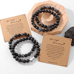 Natural Stone Bracelet 8mm Mens Black Beaded Bracelets Hematite Obsidian Onyx Lava Beads Bracelet Healing Crystal Bracelet for Men - style: Skull