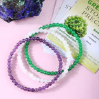 2/3-Pieces 4mm 6mm 8mm Natural Crystal Gemstone – Handmade Reiki Energy Healing Stretch Bracelets Jewelry for Yoga, Meditation, Unisex - color: 3 Pieces (Amethyst&GreenJade&WhiteJade), size: 4mm