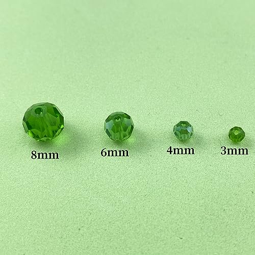 200pcs 6mm Round Crystal Glass Beads Round Faceted Spacer Beads for Jewelry Making Bracelet Earring Necklace Wind Chimes Suncatchers DIY Craft Making Supplies(Green Series) - color: Green Series, size: 6mm