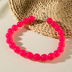 Chunky Acrylic Resin Beaded Necklace for Women Colorful Large Round Choker Adjustable Stack Acrylic Beads Necklace Resin Summer Party Jewelry - style: Red