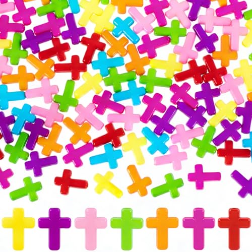 120 Pcs Cross Charms for Jewelry Making, Religious Cross Beads for Bracelets, Crosses for DIY Crafts, Jewelry Making, Bracelets, Necklaces (Mixed Color) - color: 120pcs, 15x12mm, Mixed Color2