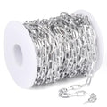 33FT Silver Paperclip Chain Roll 5.5MM Silver Plated Aluminum Paperclip Link Chains Spool Bulk for Jewelry Making - color: silver, size: 5.5MM
