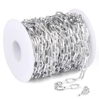 33FT Silver Paperclip Chain Roll 5.5MM Silver Plated Aluminum Paperclip Link Chains Spool Bulk for Jewelry Making - color: silver, size: 5.5MM