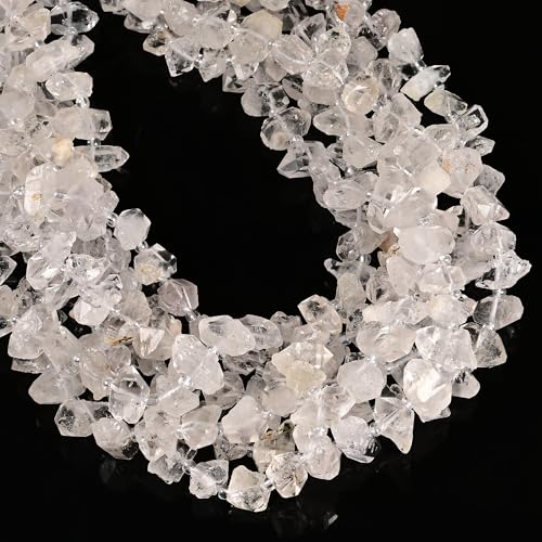 JM Design 6-9x12-15mm Natural Clear Herkimer Diamond Quartz Beads 15.5" Strand for Jewelry Making Craft - size: 6-9x12-15mm