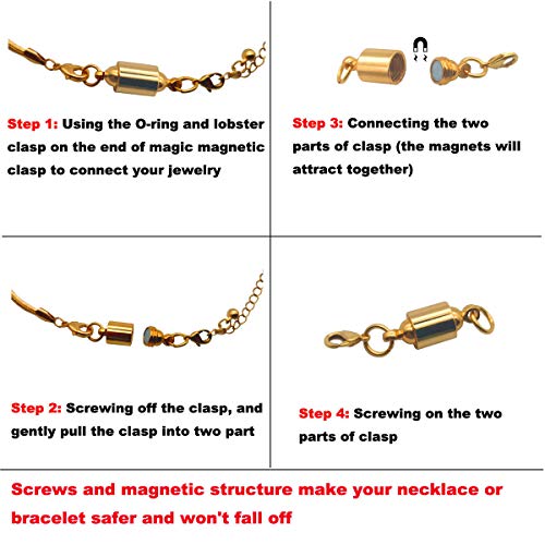 Zpsolution Magnetic Jewelry Clasps for Necklace Bracelet, Screw-in System Lobster Clasp, Silver/Gold 4pcs - color: Screw-in Gold and Silver