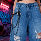 Layered Punk Pants Chain for Men Women, Gothic Hip Hop Jean Chain Wallet Chain Biker Trouser Chain, Goth Emo Fashion Keychain Accessories - color: 2L-Spike Chain
