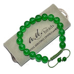 AD Beads Natural 10mm Gemstone Bracelets Healing Power Crystal Macrame Adjustable 7-9 Inch - color: Green Jade