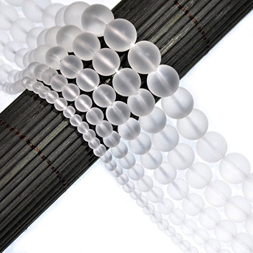 AD Beads Beautiful Natural Matte Gemstone Round Spacer Loose Beads 4-12mm (4mm, 03 Matte Clear Crystal) - color: 03 Matte Clear Crystal, size: 4mm