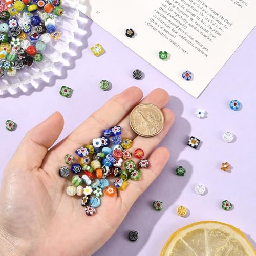 1 Box 180PCS 6 Styles Mixed Color Shaped Assorted Lampwork Beads with Holes Colorful Small Glass Spacer Charms Loose Bead Bulk for Jewelry Making DIY Bracelets Necklaces Craft Supplies - size: 180Pcs 8mm, style: Mixed