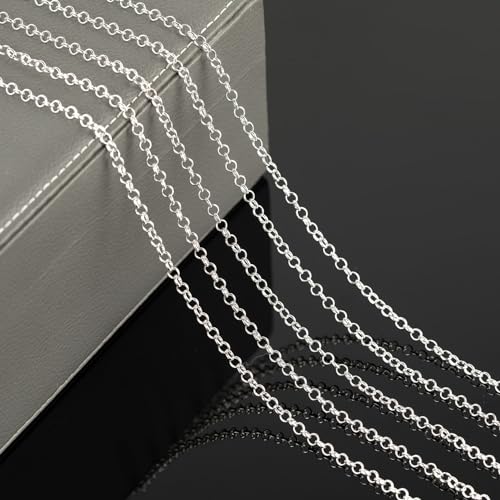 YOUBEIYEE 16.4 Feet Silver Plated Brass Jewelry Chain Roll Rolo Chain Necklace Bracelet DIY for Women Jewelry Supplies Findings - color: Rolo