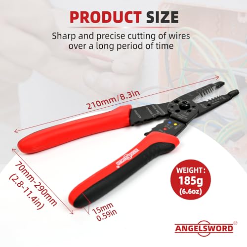 ANGELSWORD 8 inch Wire Stripper, Cable Stripper, Crimping Pliers, Wire Cutter, Wire Crimper, Multi-Function Hand Tool - size: Hand Wire Stripper