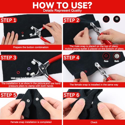Sewing Kit with 100PCS Metal Buttons, Metal Snaps Buttons with Fastener Pliers Press Tool Kit, Colorful Five Claw Buckle Installation Plier Tool Set for DIY Crafts Sewing Fabric Clothes